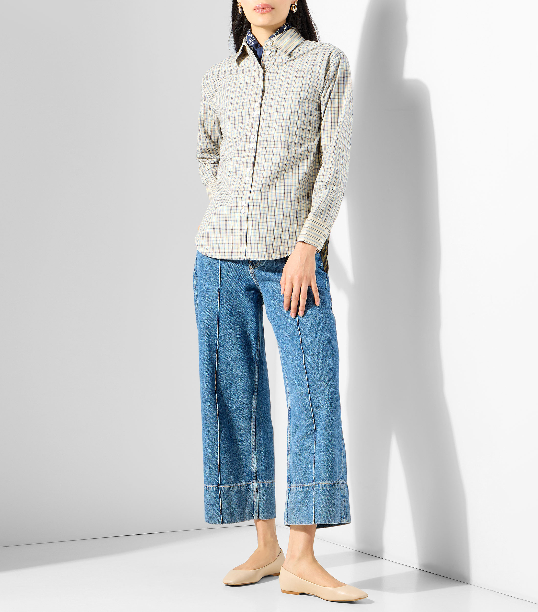 Camisa de cuadros manga larga Mujer